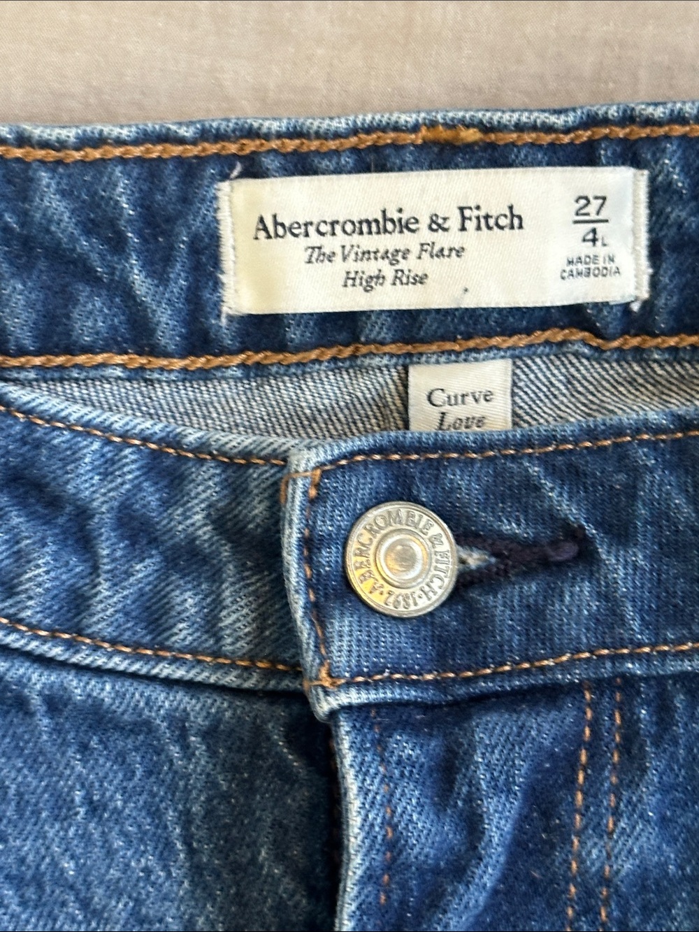 Abercrombie & Fitch High-Rise vintage Flare -Blue Denim/Curve Love - Picture 4 of 4